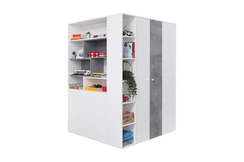 ANNFRED Hörngarderob 135 cm Vit/Grå - Garderober & garderobssystem - Hörngarderob
