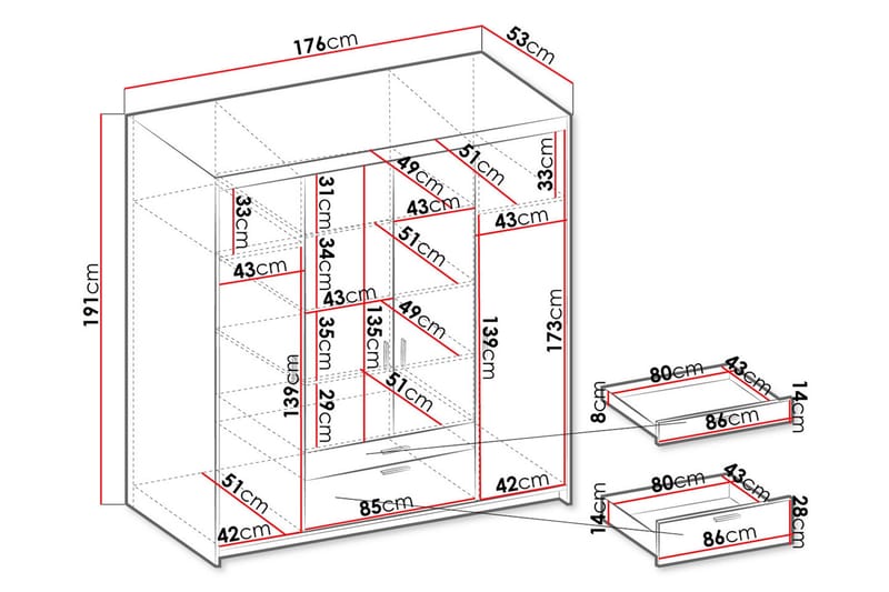 ANSMARK Garderob 53x190x176,3  cm Vit - Förvaring - Sko- & klädförvaring - Garderober & garderobssystem