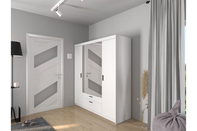 ANSMARK Garderob med Spegel 53x190x176,3  cm Vit - Förvaring - Sko- & klädförvaring - Garderober & garderobssystem