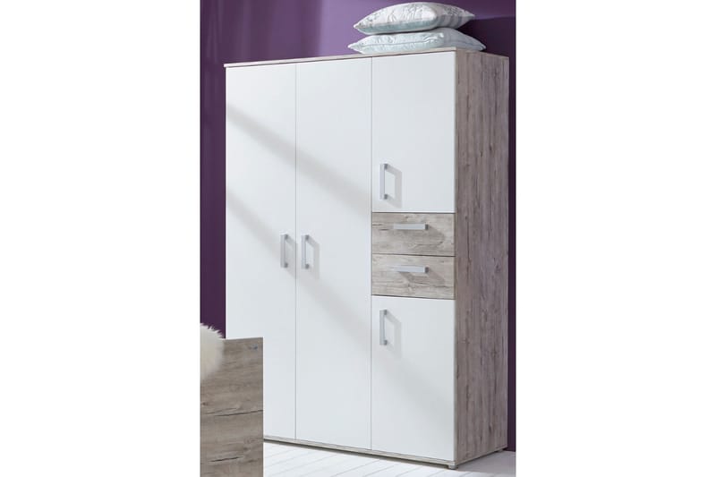 BENTE Garderob 130 cm Vit/Trä/Natur/Silver -   - Garderober & garderobssystem