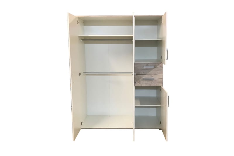 BENTE Garderob 130 cm Vit/Trä/Natur/Silver -   - Garderober & garderobssystem