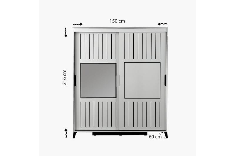 BRADLEY Garderob 150 Vit - Vit - Förvaring - Sko- & klädförvaring - Garderober & garderobssystem