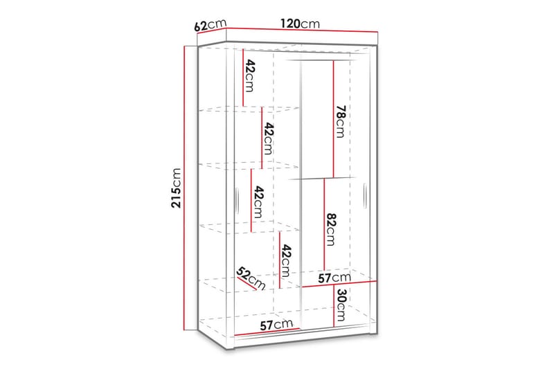 BRASEL Garderob 120 cm med Spegel Vit - Förvaring - Sko- & klädförvaring - Garderober & garderobssystem