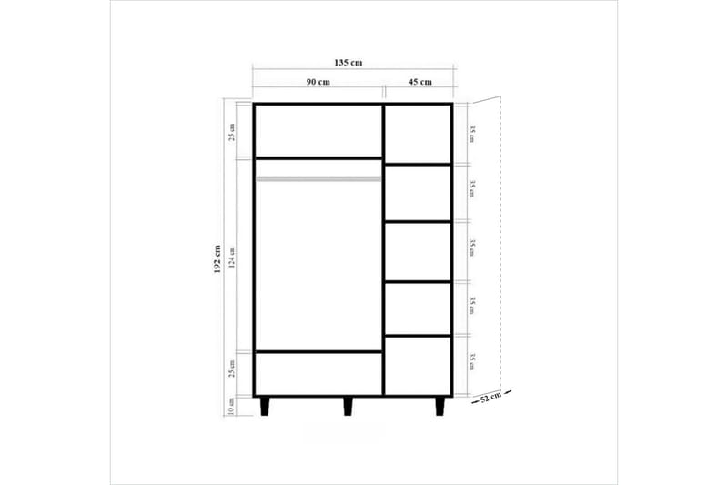 Brokind Garderob 135 cm - Brun - Förvaring - Sko- & klädförvaring - Garderober & garderobssystem