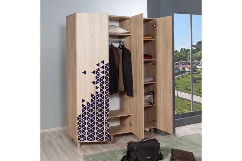 Brokind Garderob 135 cm - Brun/Blå - Förvaring - Sko- & klädförvaring - Garderober & garderobssystem
