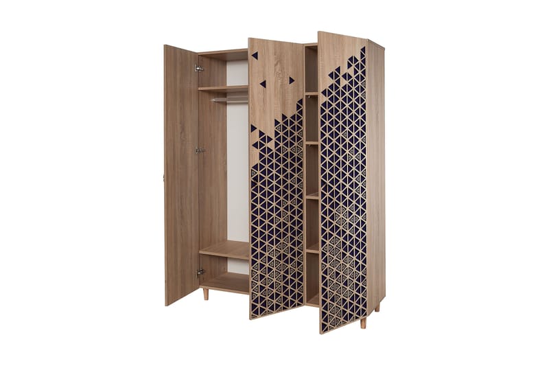 Brokind Garderob 135 cm - Brun/Blå - Förvaring - Sko- & klädförvaring - Garderober & garderobssystem