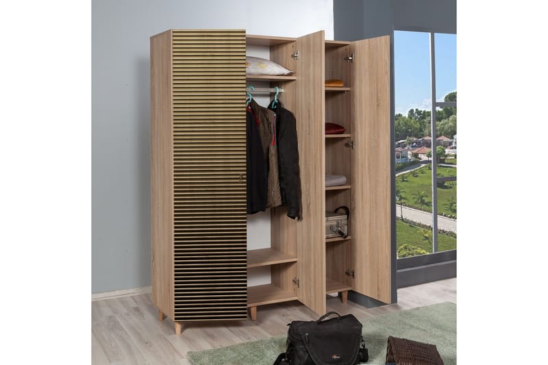 Brokind Garderob 135 cm - Brun/Ek - Förvaring - Sko- & klädförvaring - Garderober & garderobssystem