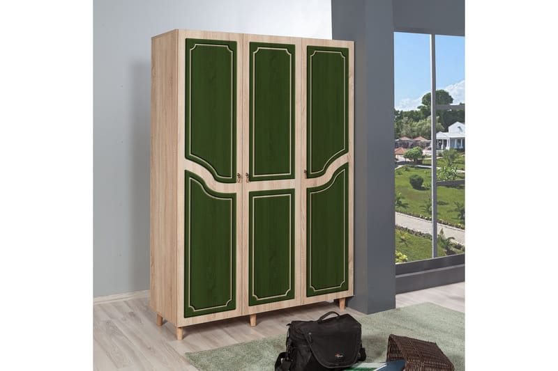 Brokind Garderob 135 cm - Brun/Grön - Förvaring - Sko- & klädförvaring - Garderober & garderobssystem