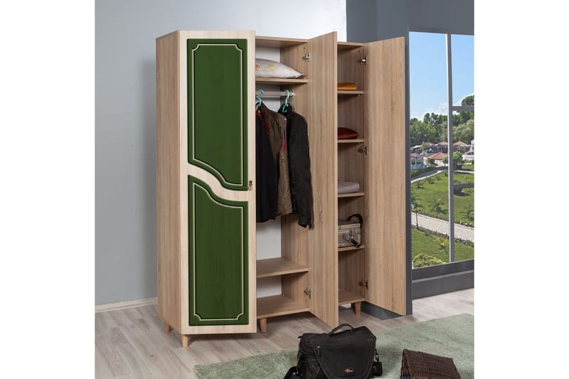 Brokind Garderob 135 cm - Brun/Grön - Förvaring - Sko- & klädförvaring - Garderober & garderobssystem