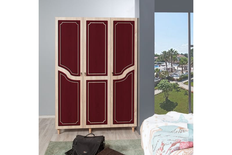 Brokind Garderob 135 cm - Brun/Röd - Förvaring - Sko- & klädförvaring - Garderober & garderobssystem