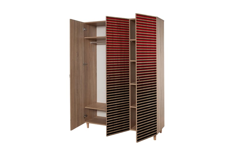 Brokind Garderob 135 cm i Trä - Röd - Förvaring - Sko- & klädförvaring - Garderober & garderobssystem