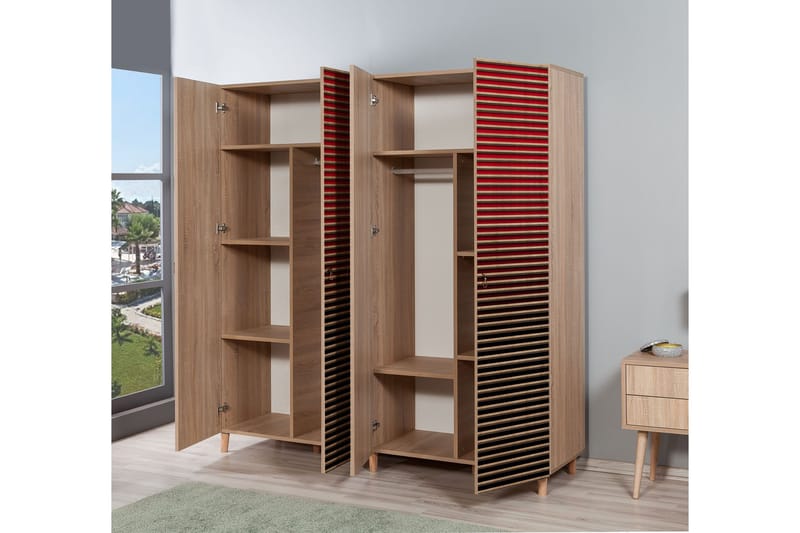 Brokind Garderob 180 cm - Brun/Röd - Förvaring - Sko- & klädförvaring - Garderober & garderobssystem