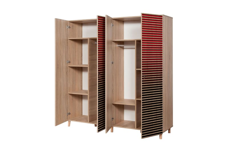 Brokind Garderob 180 cm - Brun/Röd - Förvaring - Sko- & klädförvaring - Garderober & garderobssystem