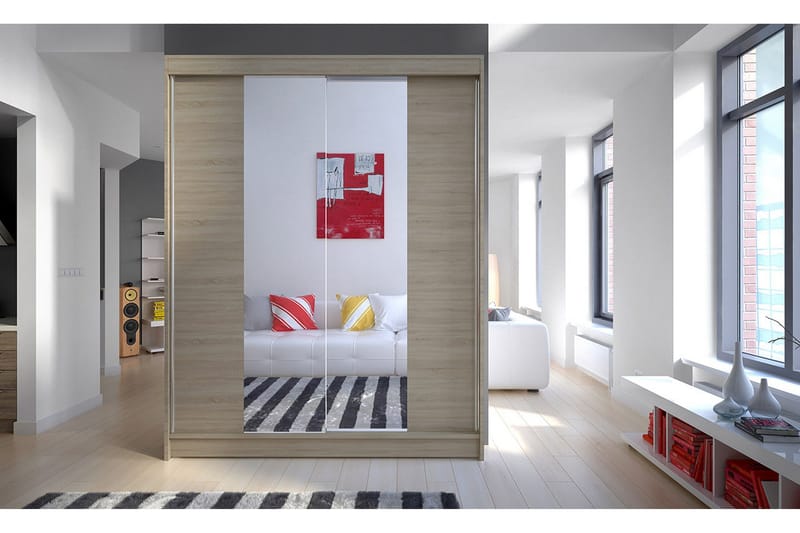 Camino Garderob 150x58x200 cm LED-belysning - Beige - Förvaring - Sko- & klädförvaring - Garderober & garderobssystem