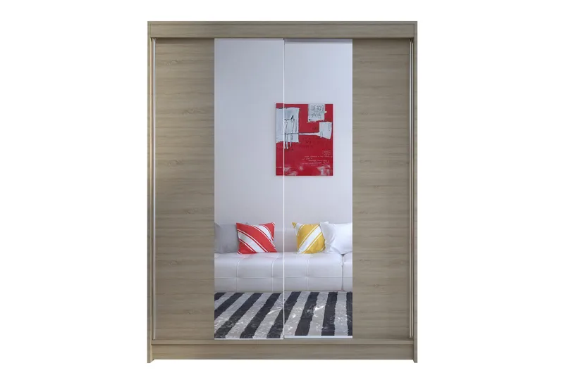 Camino Garderob 150x58x200 cm LED-belysning, Beige