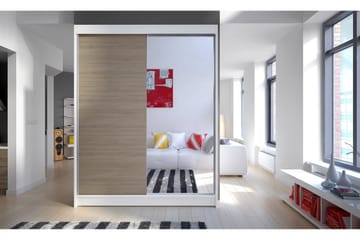 Camino Garderob 150x58x200 cm LED-belysning - Beige/Vit - Förvaring - Sko- & klädförvaring - Garderober & garderobssystem