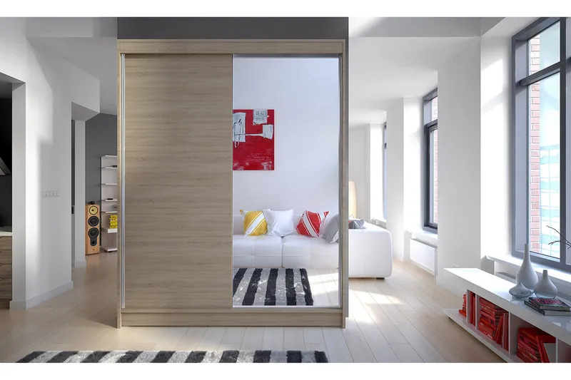 Camino Garderob 150x58x200 cm LED-belysning - Brun - Förvaring - Sko- & klädförvaring - Garderober & garderobssystem