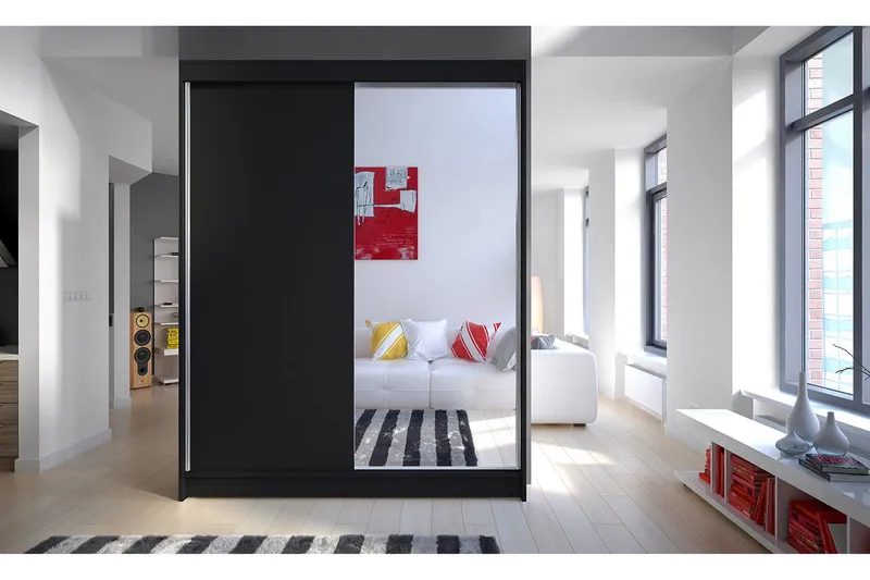 Camino Garderob 150x58x200 cm LED-belysning - Svart/Svart - Förvaring - Sko- & klädförvaring - Garderober & garderobssystem