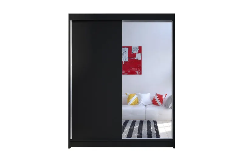 Camino Garderob 150x58x200 cm LED-belysning, Svart/Svart