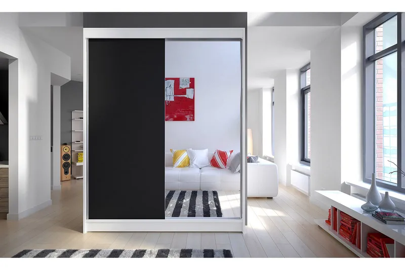 Camino Garderob 150x58x200 cm LED-belysning - Vit/Brun - Förvaring - Sko- & klädförvaring - Garderober & garderobssystem