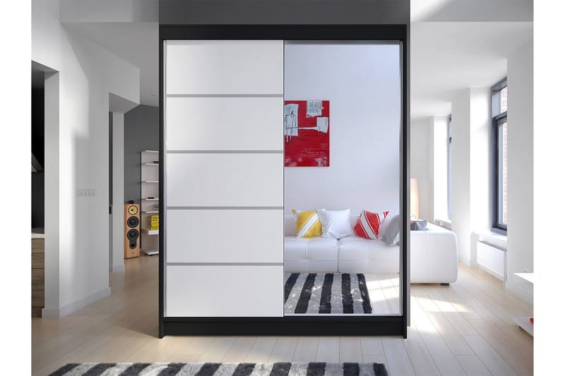 Camino Garderob 58x150 cm LED-belysning - Svart/Vit - Förvaring - Sko- & klädförvaring - Garderober & garderobssystem