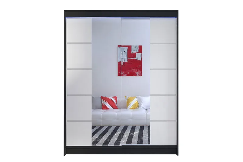 Camino Garderob + LED, Svart/RGB LED