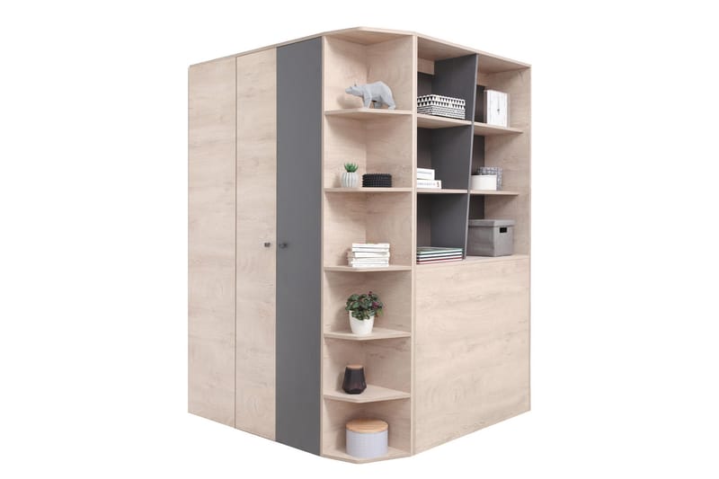 CARETES Garderob 135 cm Natur/Grå - Garderober & garderobssystem - Hörngarderob