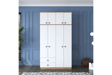 Caturai Garderob 120 cm - Valnöt/Vit - Förvaring - Sko- & klädförvaring - Garderober & garderobssystem