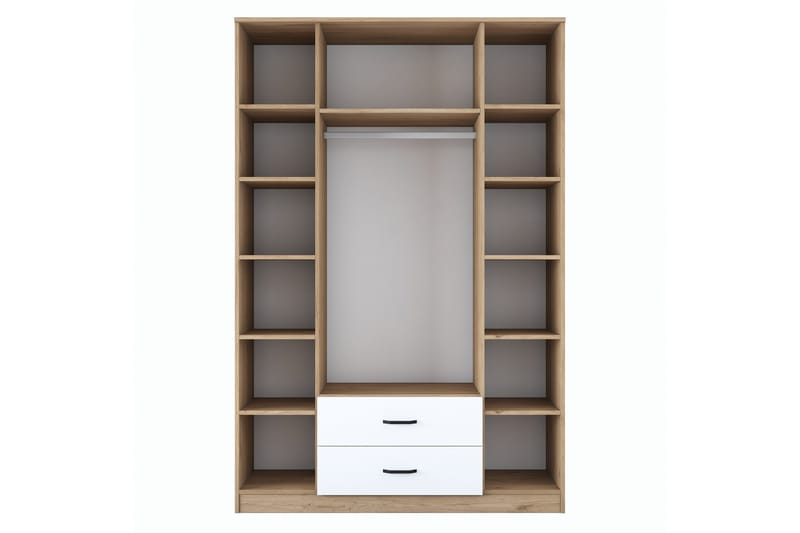 Caturai Garderob med Spegel - Valnöt/Vit - Förvaring - Sko- & klädförvaring - Garderober & garderobssystem