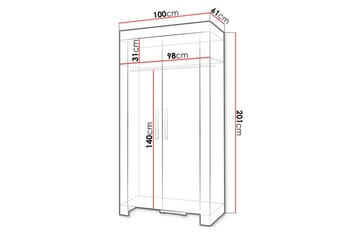 Cezar Garderob 100 cm i Trä - Beige - Förvaring - Sko- & klädförvaring - Garderober & garderobssystem