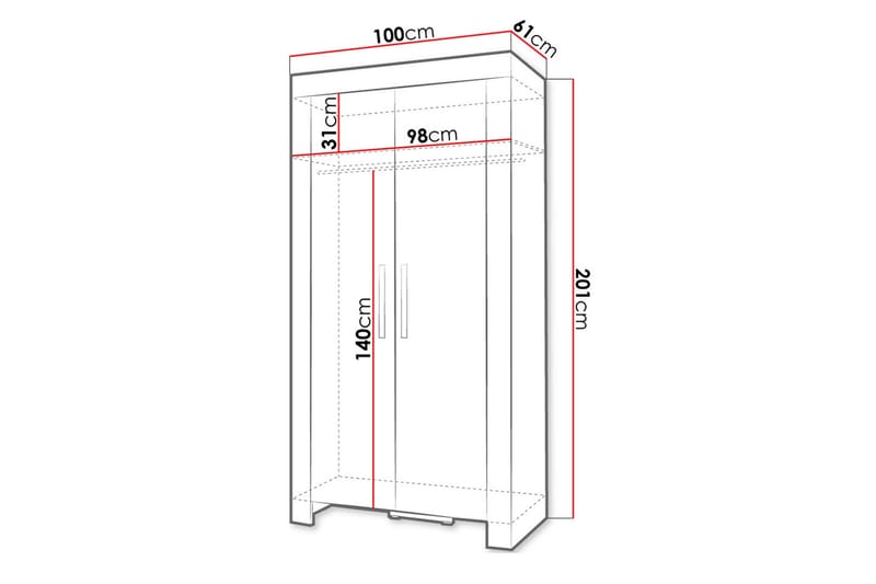 Cezar Garderob 100x60x201 cm - Beige/Grå - Garderober & garderobssystem