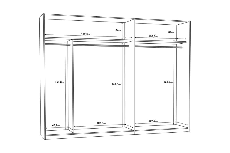 CLOSCA Sideboard 42x163 cm Brun/Svart - Garderober & garderobssystem