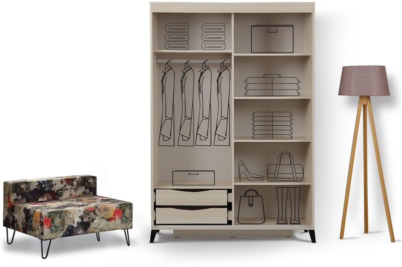 Comfortale Garderob 120 cm i Trä med Glasdörr - Beige - Förvaring - Sko- & klädförvaring - Garderober & garderobssystem