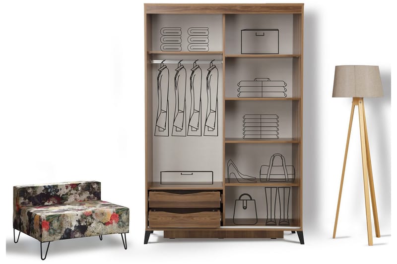 Comfortale Garderob 120 - Valnöt - Förvaring - Sko- & klädförvaring - Garderober & garderobssystem