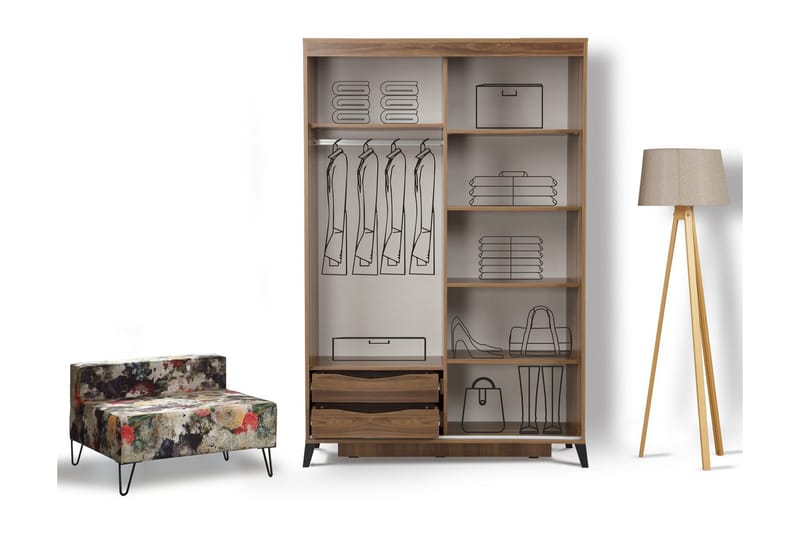 Comfortale Garderob 130 - Valnöt - Förvaring - Sko- & klädförvaring - Garderober & garderobssystem