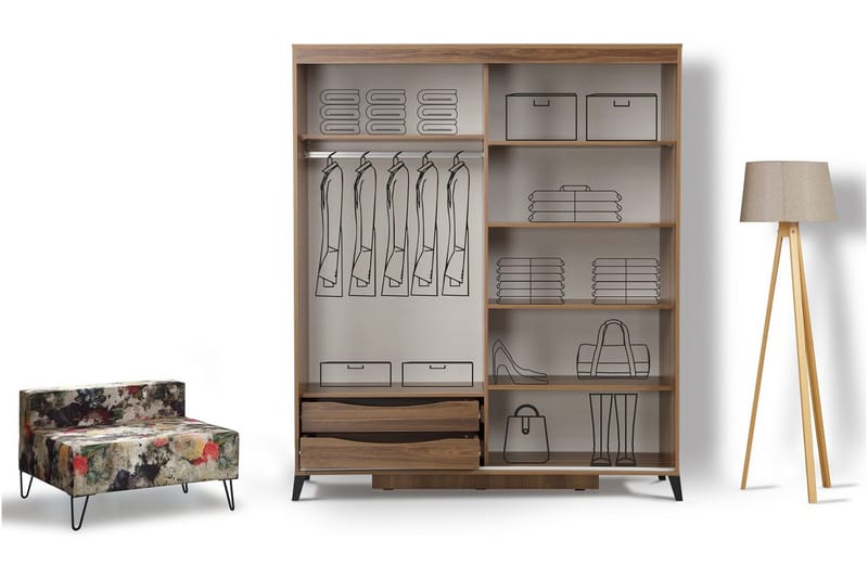 Comfortale Garderob 190 - Valnöt - Förvaring - Sko- & klädförvaring - Garderober & garderobssystem