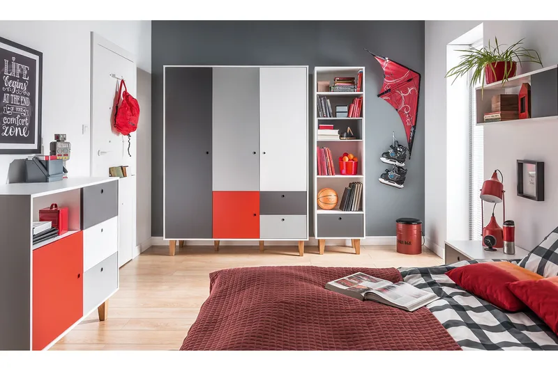 Concept Garderob Vit/Mörkgrå/Gul - VOX - Förvaring - Sko- & klädförvaring - Garderober & garderobssystem