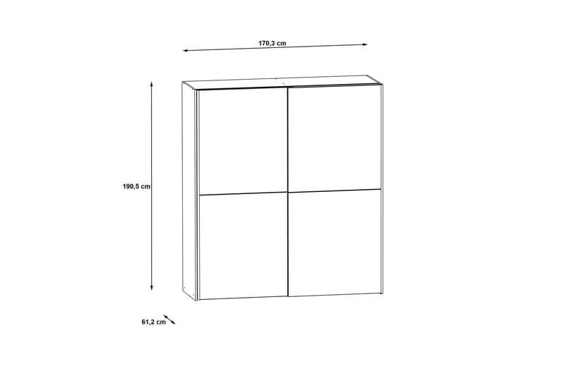 DAUBY Garderob 62x270 cm 3 Hyllplan Brun/Svart - Garderober & garderobssystem