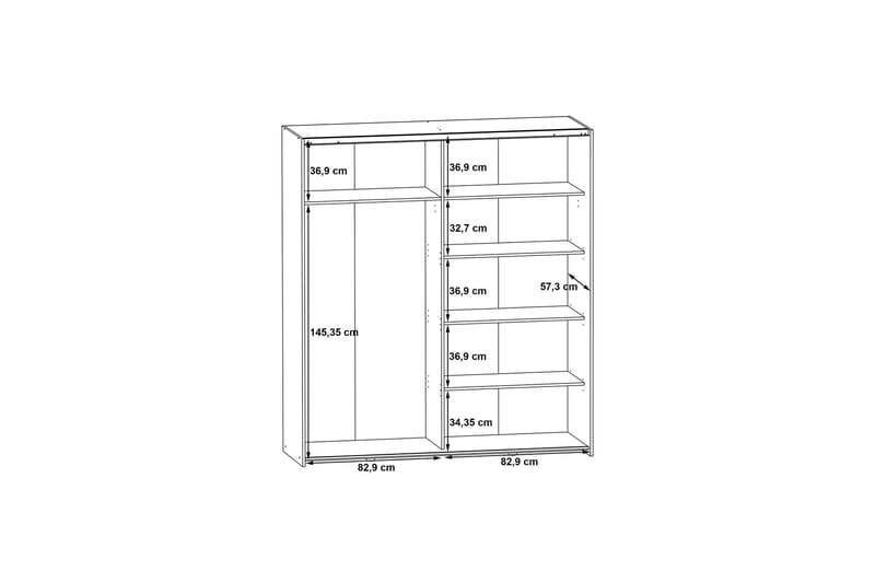 DAUBY Garderob 62x270 cm 3 Hyllplan Brun/Svart - Förvaring - Sko- & klädförvaring - Garderober & garderobssystem