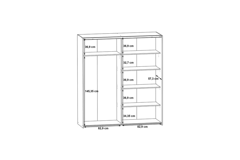 DAUBY Garderob 62x270 cm 3 Hyllplan Brun/Svart - Garderober & garderobssystem