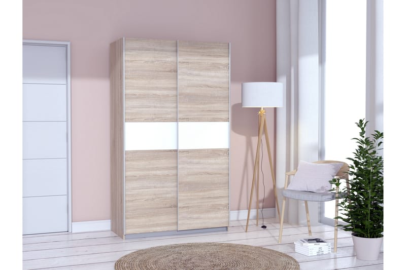 DAUBY Garderob 62x270 cm 3 Hyllplan Vit/Brun/Grå - Förvaring - Sko- & klädförvaring - Garderober & garderobssystem