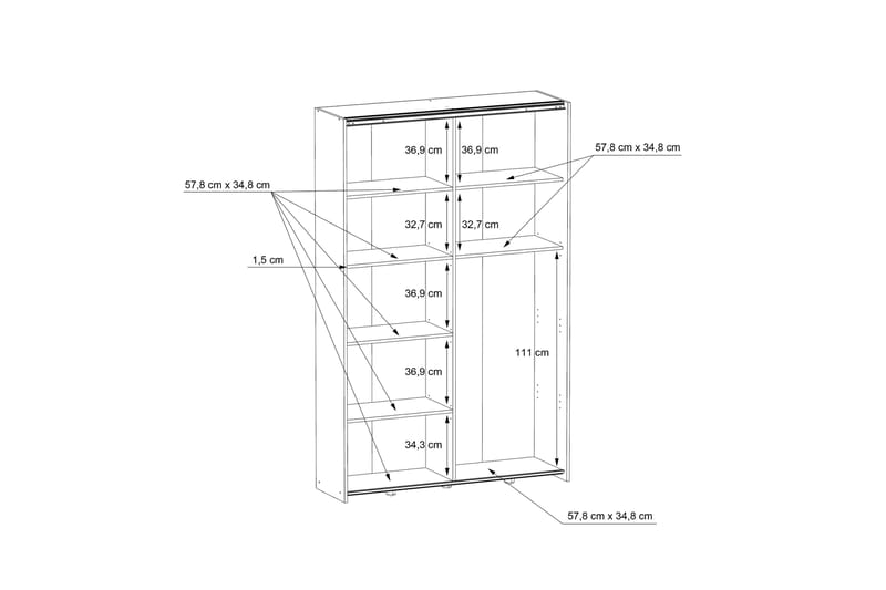 DAUBY Garderob 62x270 cm Natur/Mörkgrå - Förvaring - Sko- & klädförvaring - Garderober & garderobssystem