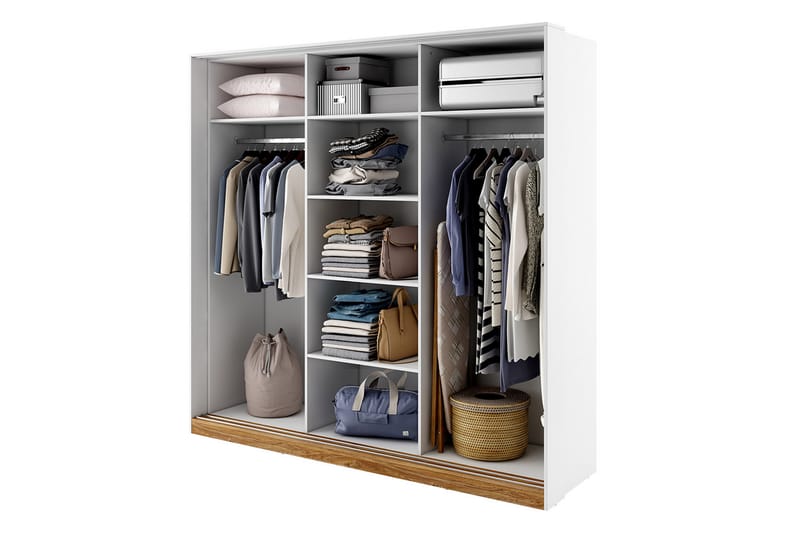 Dentro Garderob 220x63x215 cm - Vit - Förvaring - Sko- & klädförvaring - Garderober & garderobssystem