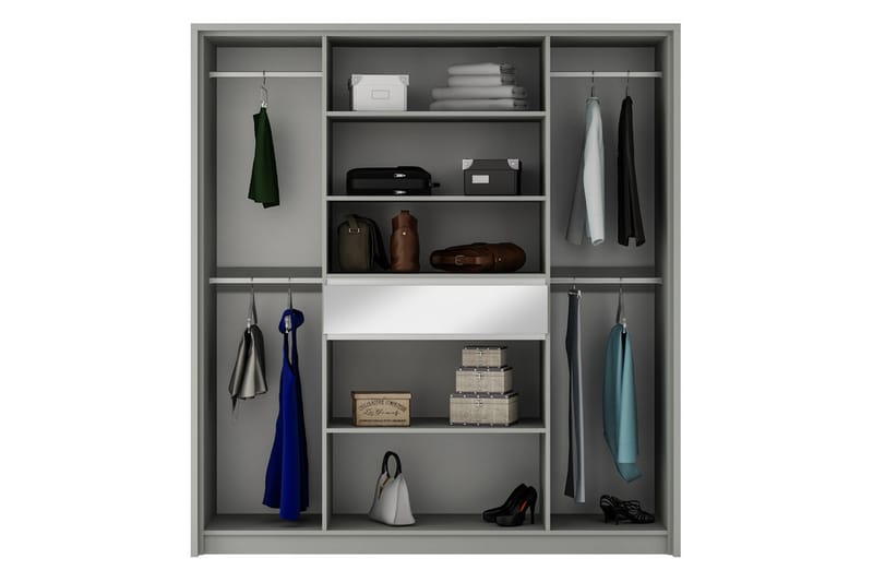 DINAKAM Garderob med Spegel 200 cm Vit - Garderober & garderobssystem