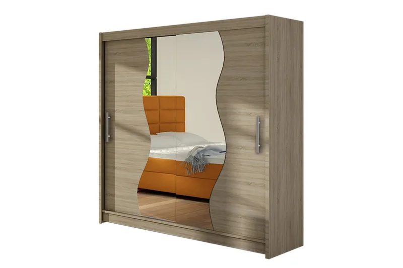 Douglas Garderob 180 cm - Ek/Spegel - Förvaring - Sko- & klädförvaring - Garderober & garderobssystem