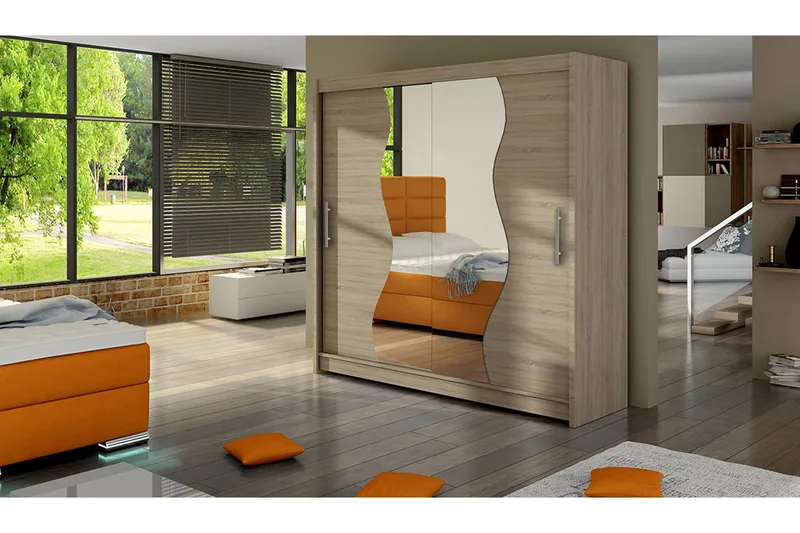 Douglas Garderob 180 cm - Ek/Spegel - Förvaring - Sko- & klädförvaring - Garderober & garderobssystem