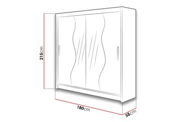 Douglas Garderob 180x57x215 cm - Svart|Spegel|Led-Belysning - Förvaring - Sko- & klädförvaring - Garderober & garderobssystem