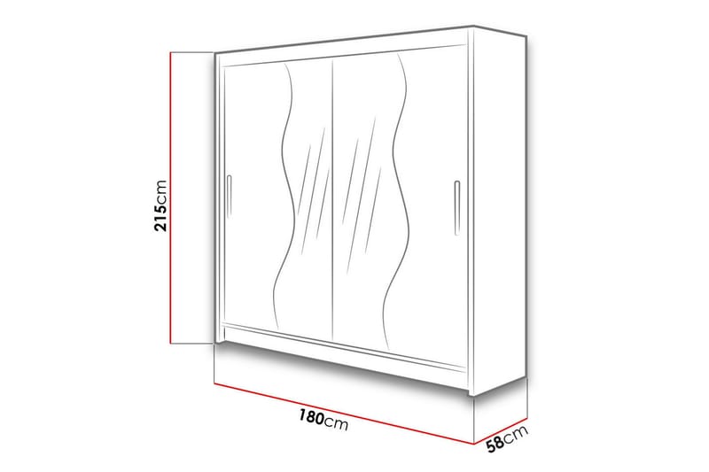 Douglas Garderob 180x57x215 cm - Svart|Spegel|Led-Belysning - Förvaring - Sko- & klädförvaring - Garderober & garderobssystem
