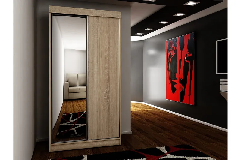 Dunkra Garderob med Spegel LED-belysning Blå 100 cm - Sonomaek - Förvaring - Sko- & klädförvaring - Garderober & garderobssystem