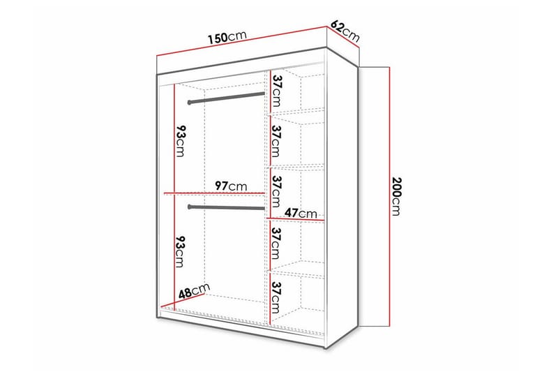 Dunvegan Garderob 150 cm i Målat Trä - Vit - Förvaring - Sko- & klädförvaring - Garderober & garderobssystem